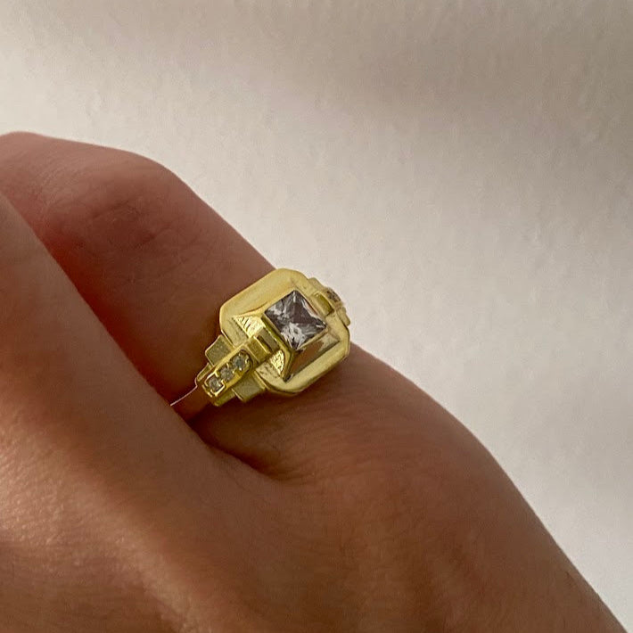 925 | Kare baget taş yüzük