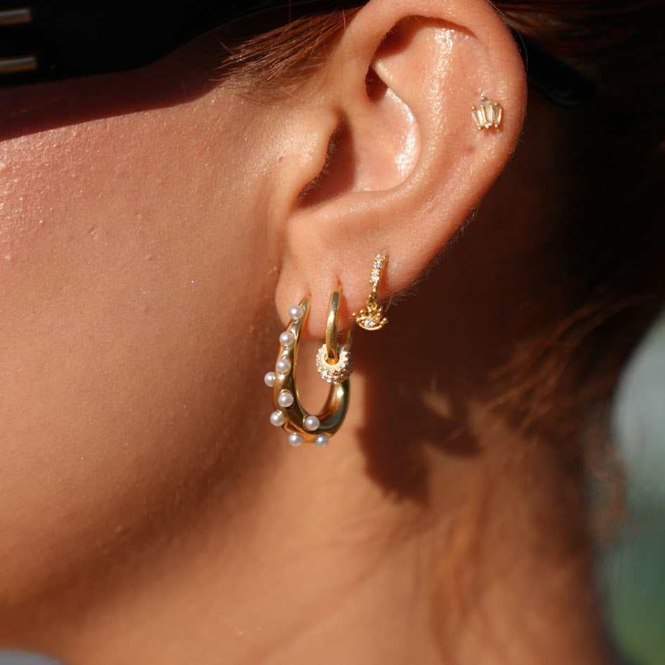 925 | Taşlı charm küpe