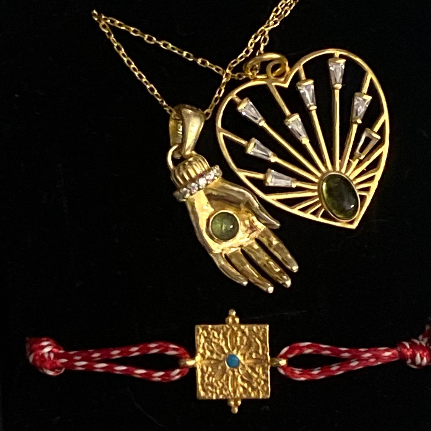 925 | Vintage dogal taş kalp kolye