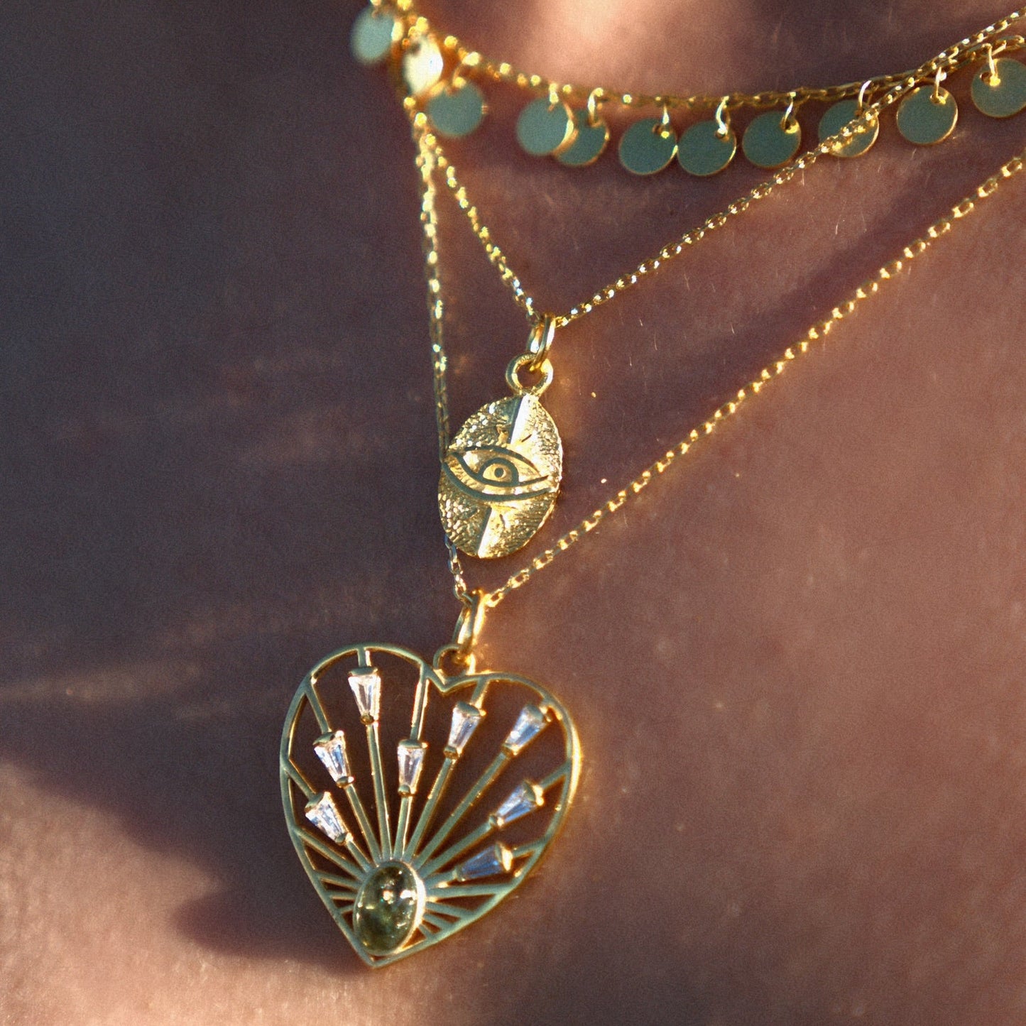 925 | Vintage dogal taş kalp kolye